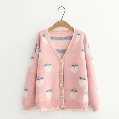 Peach Print Cardigan